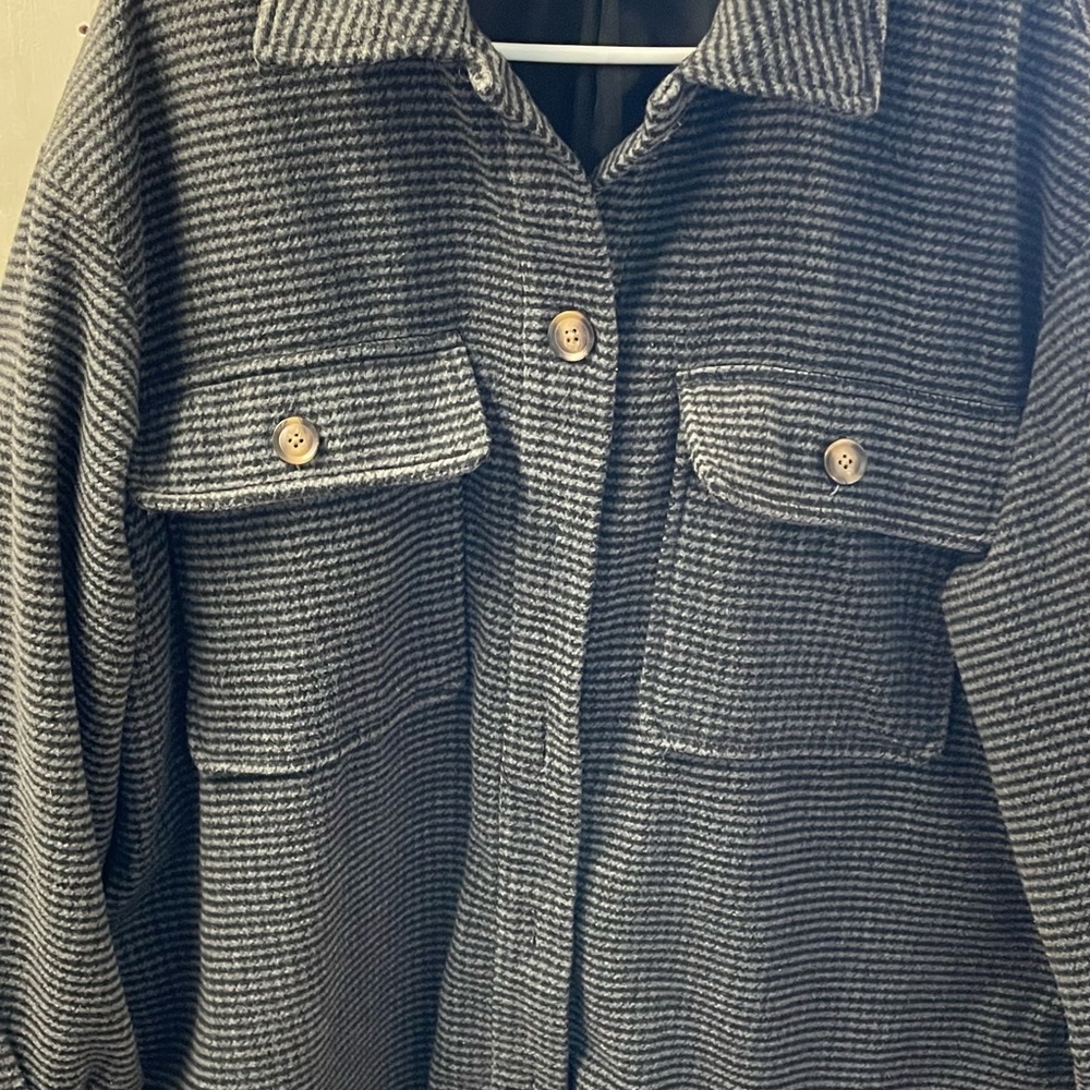 Women's Grey and Black Checked Shacket